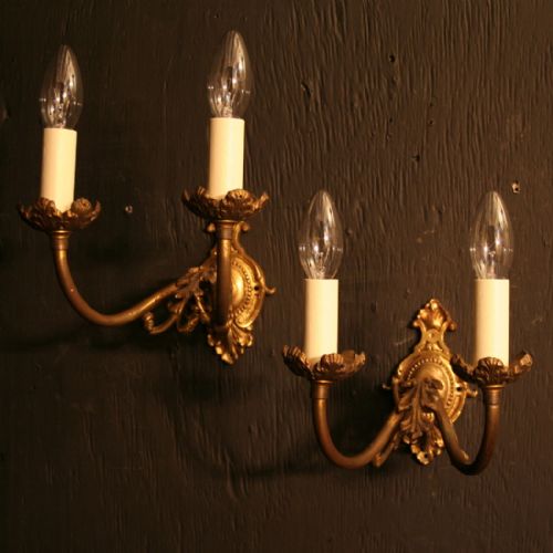 A French Pair of Gilded Antique Wall Lights