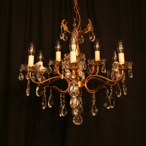 An Italian Gilded 9 Light Antique Chandelier