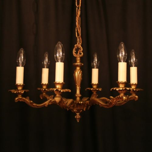 A French Gilded 6 Light Antique Chandelier