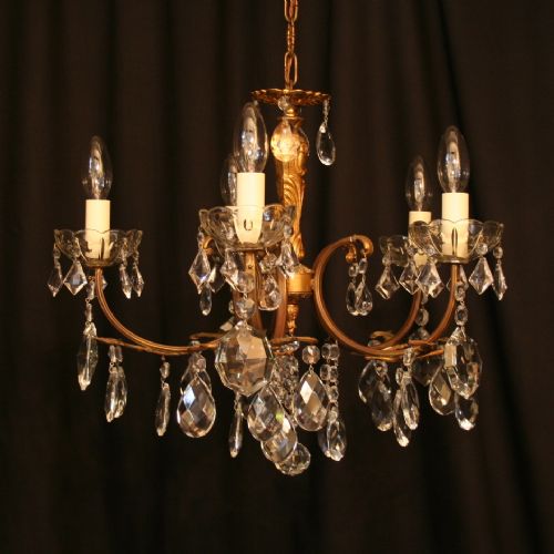 An Italian Gilded 5 Light Antique Chandelier