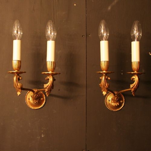 A French Pair of Gilded Antique Wall Lights