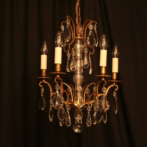 A French Gilded 5 Light Antique Chandelier