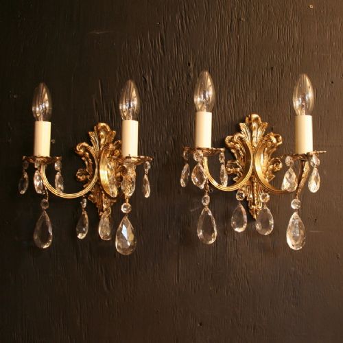 An Italian Pair of Brass Antique Wall Lights