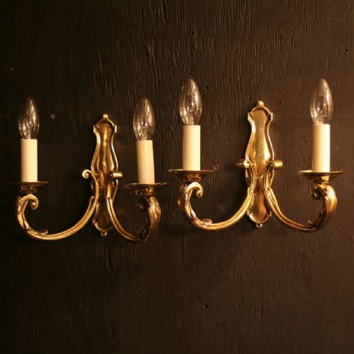 An English Pair of Twin Arm Antique Wall Lights