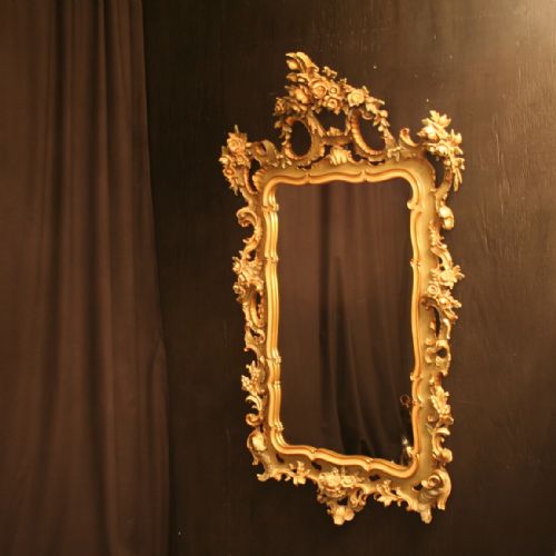 An Italian Polychrome Floral Antique Mirror
