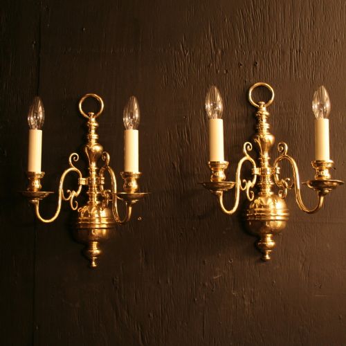 An English Pair of Twin Arm Antique Wall Lights