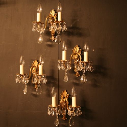 A French Set of 4 Twin Arm Antique Wall Lights
