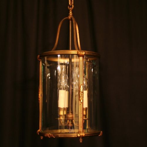 A French Triple Light Antique Hall Lantern