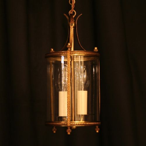 A French Gilded Twin Light Antique Hall Lantern