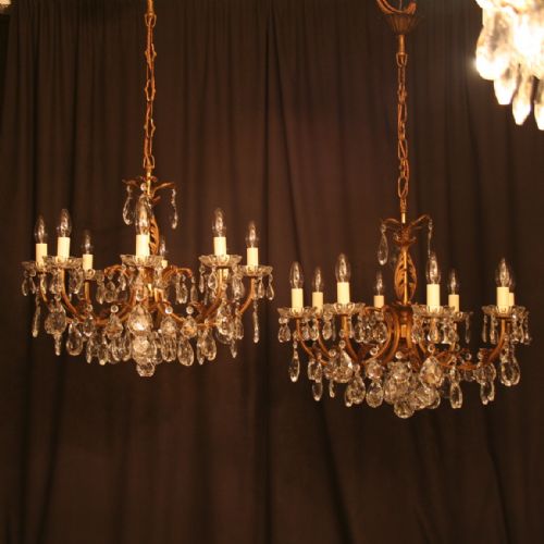 An Italian Pair of 8 Light Antique Chandeliers
