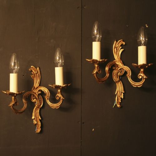 A French Pair of Gilded Twin Arm Wall Lights