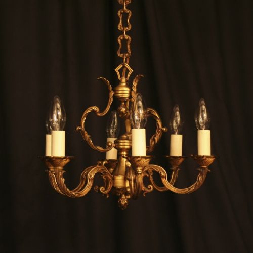 A French Gilded 6 Light Antique Chandelier