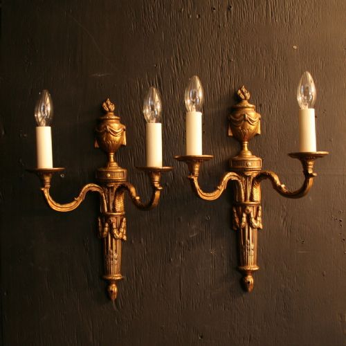 A French Pair of Twin Arm Antique Wall Lights
