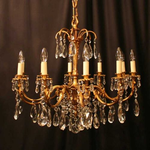 A Lovely Italian Gilded 10 Light Antique Chandelier