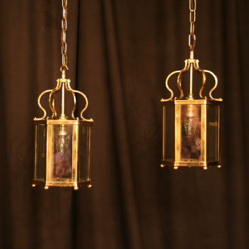 An English Pair of Brass Antique Hall Lanterns