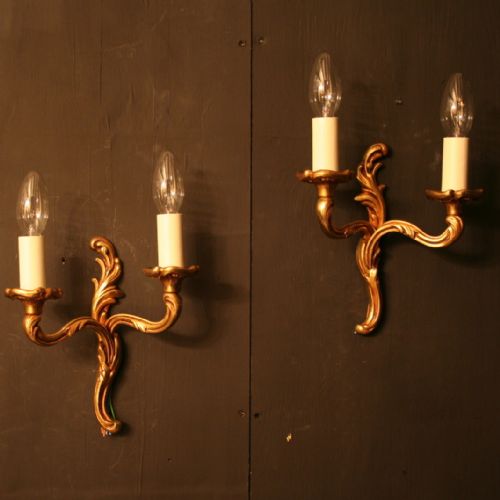 A French Pair of Gilded Antique Wall Lights