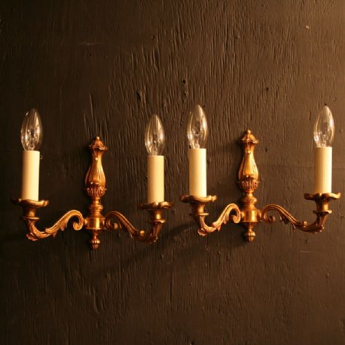 A French Pair of Gilded Antique Wall Lights