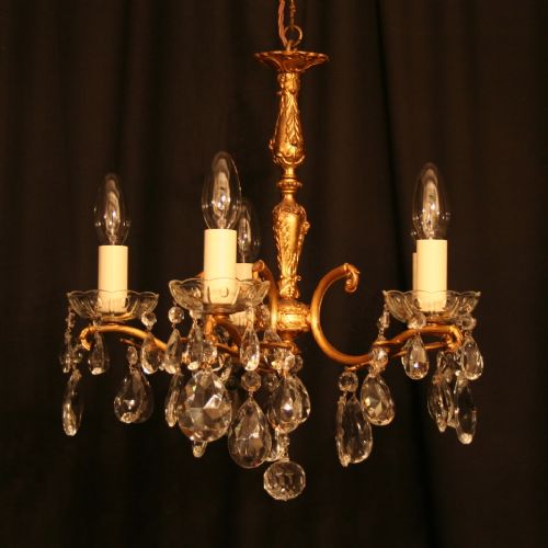 An Italian Gilded 5 Light Antique Chandelier
