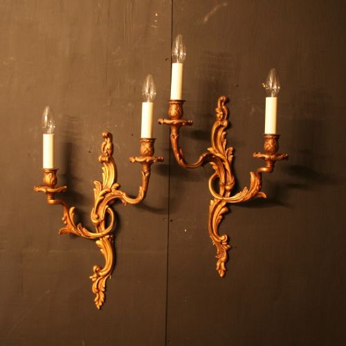 A French Pair of Gilded Antique Wall Lights
