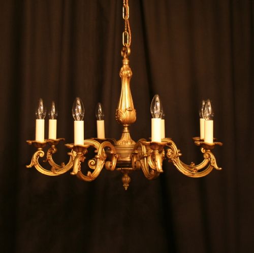 A French Gilded 8 Light Antique Chandelier