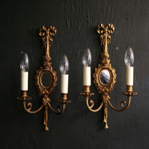 A French Pair of Gilded Antique Wall Lights