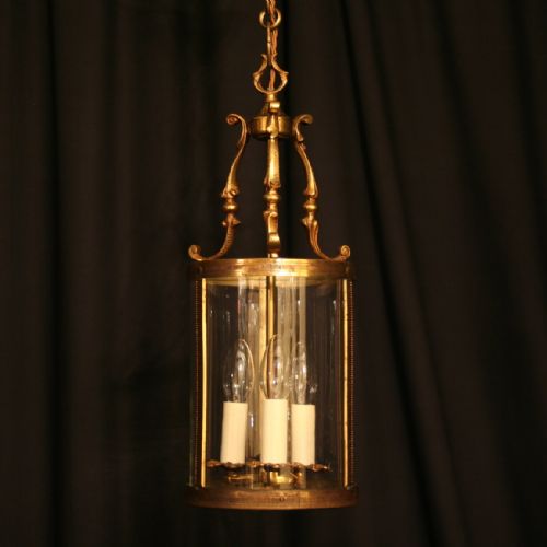 A French Triple Light Antique Hall Lantern
