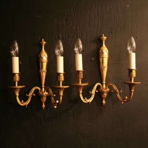 A French Pair of Gilded Antique Wall Lights