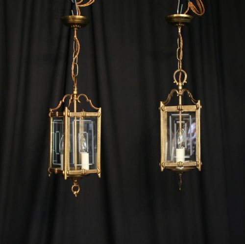 A French Pair of Square Antique Hall Lanterns