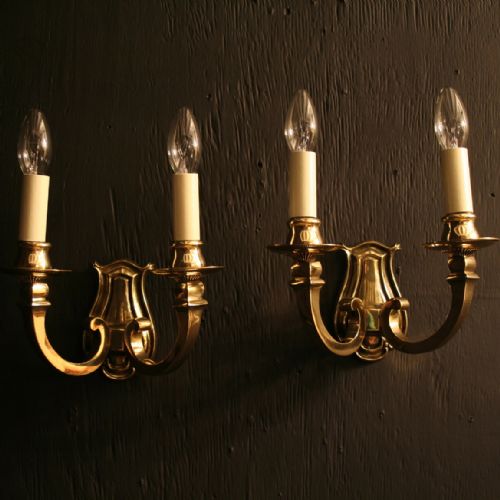 An English Pair of Twin Arm Antique Wall Lights