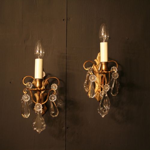 A French Pair Single Light Antique Wall Lights