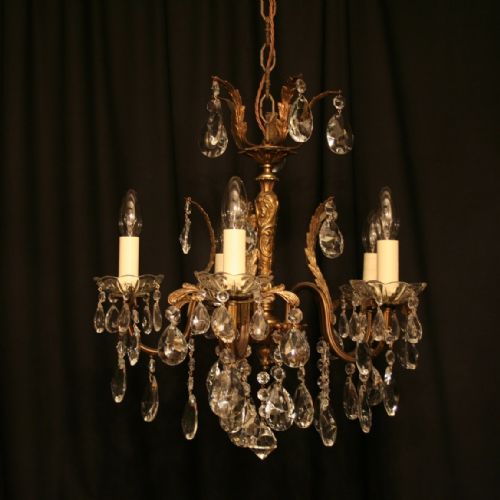 An Italian Gilded 5 Light Antique Chandelier