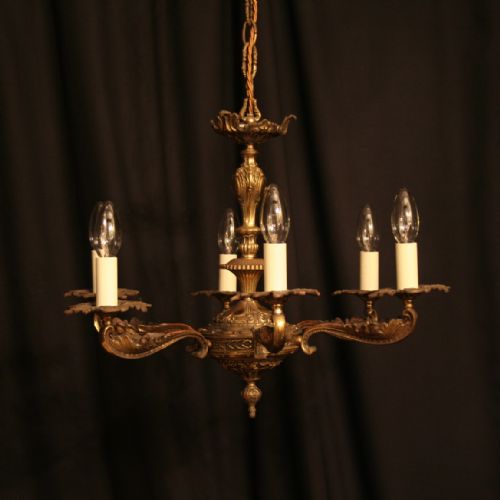 An Italian Gilded 5 Light Antique Chandelier