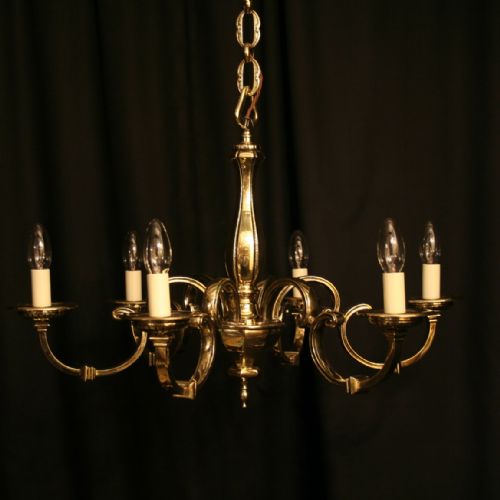 An English Cast Brass 6 Light Antique Chandelier