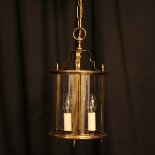 A French Brass Twin Light Antique Hall Lantern