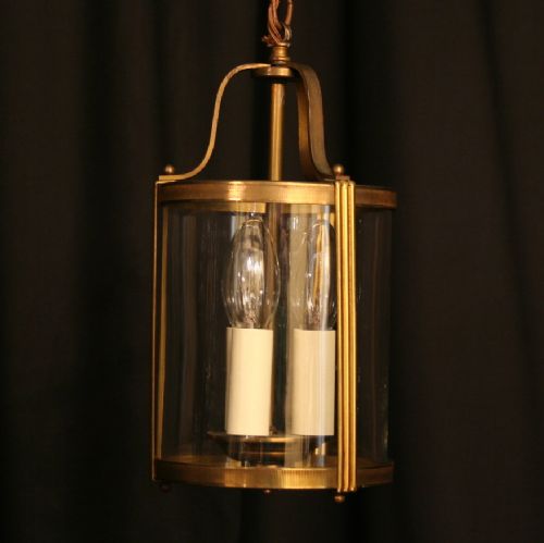 A French Gilded Triple Light Antique Hall Lantern
