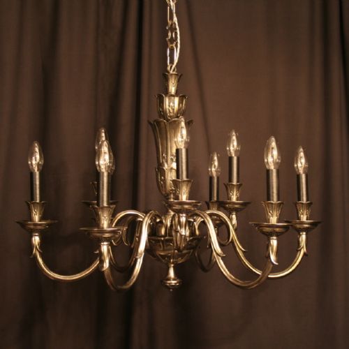 A French Silver 9 Light Antique Chandelier