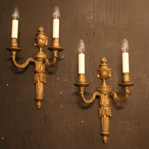 A French Pair of Twin Arm Antique Wall Sconces