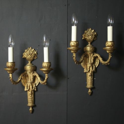 A French Pair of Twin Arm Antique Wall Lights