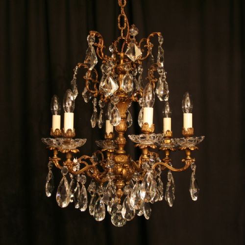 An Italian 6 Light Gilded Antique Chandelier