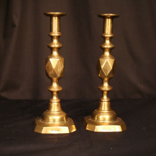 An English Pair King of Diamonds Candle Sticks