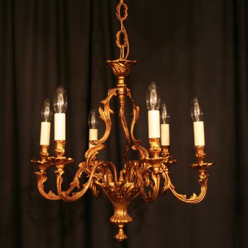 A French Gilded 6 Light Antique Chandelier