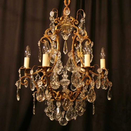 A French Gilded Cage Form 8 Light Antique Chandelier