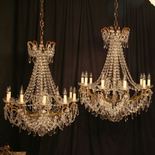 A French Pair of 10 Light Antique Chandeliers