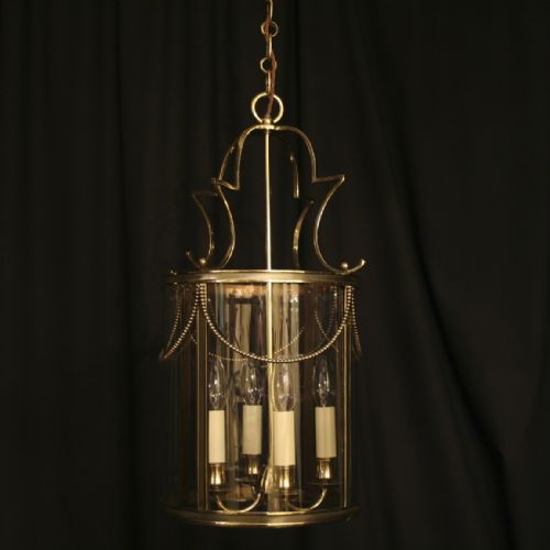 A French Brass Four Light Antique Hall Lantern
