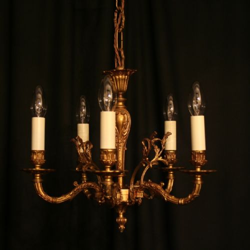 An Italian Gilded 5 Light Antique Chandelier