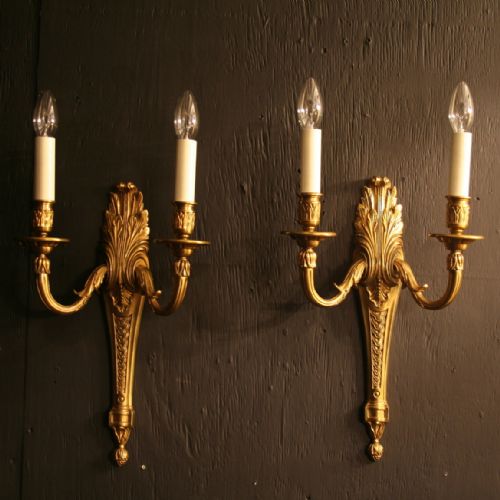 A French Pair of Gilded Antique Wall Lights