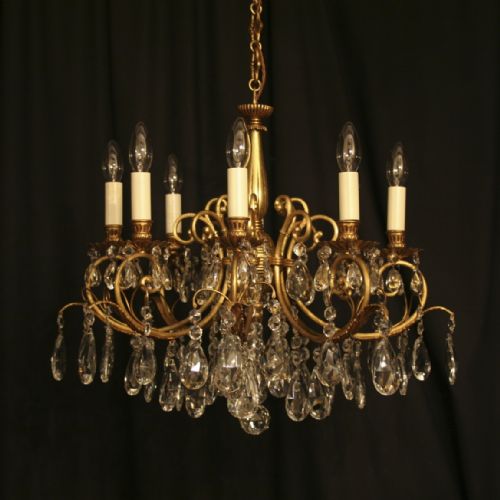 An Italian Gilded Cast Brass 8 Light Antique Chandelier