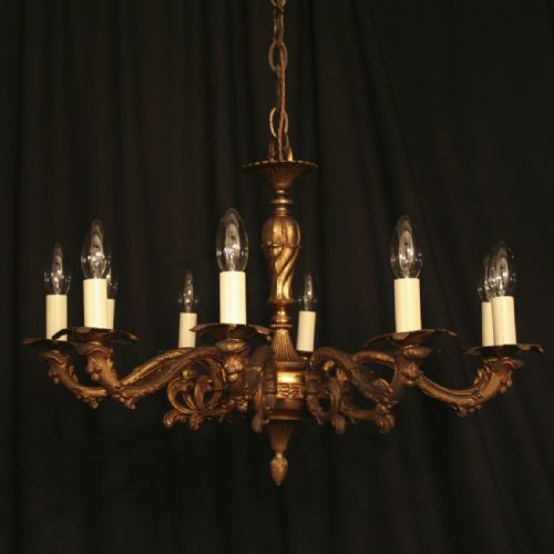 An Italian Gilded 10 Light Antique Chandelier