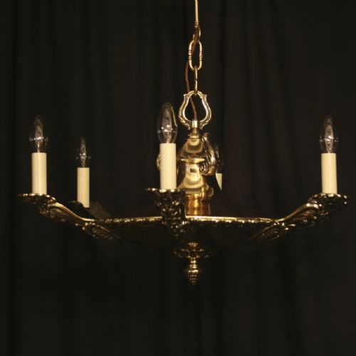 An English Brass 6 Light Antique Chandelier