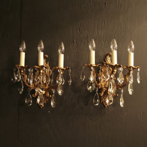 An Italian Pair of Triple Arm Antique Wall Lights